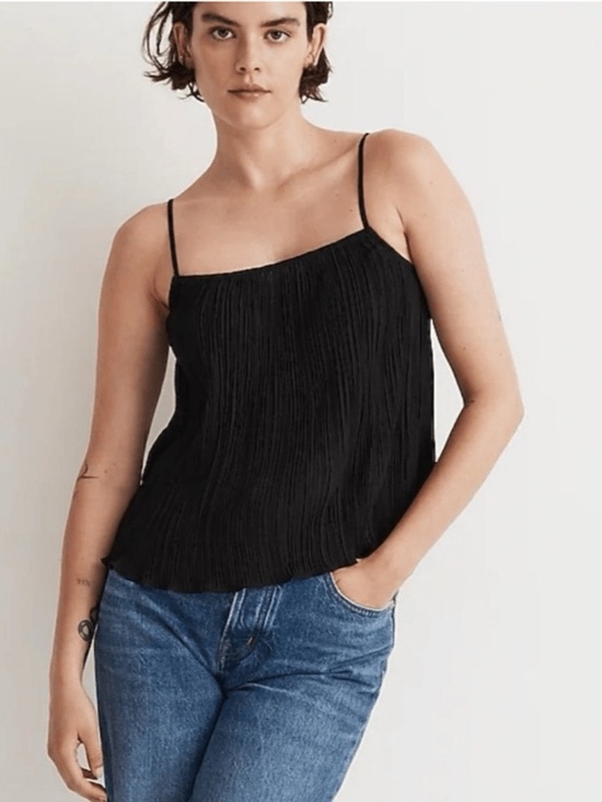 Madewell Tops - NWT Madewell Black Plisse Tank Top